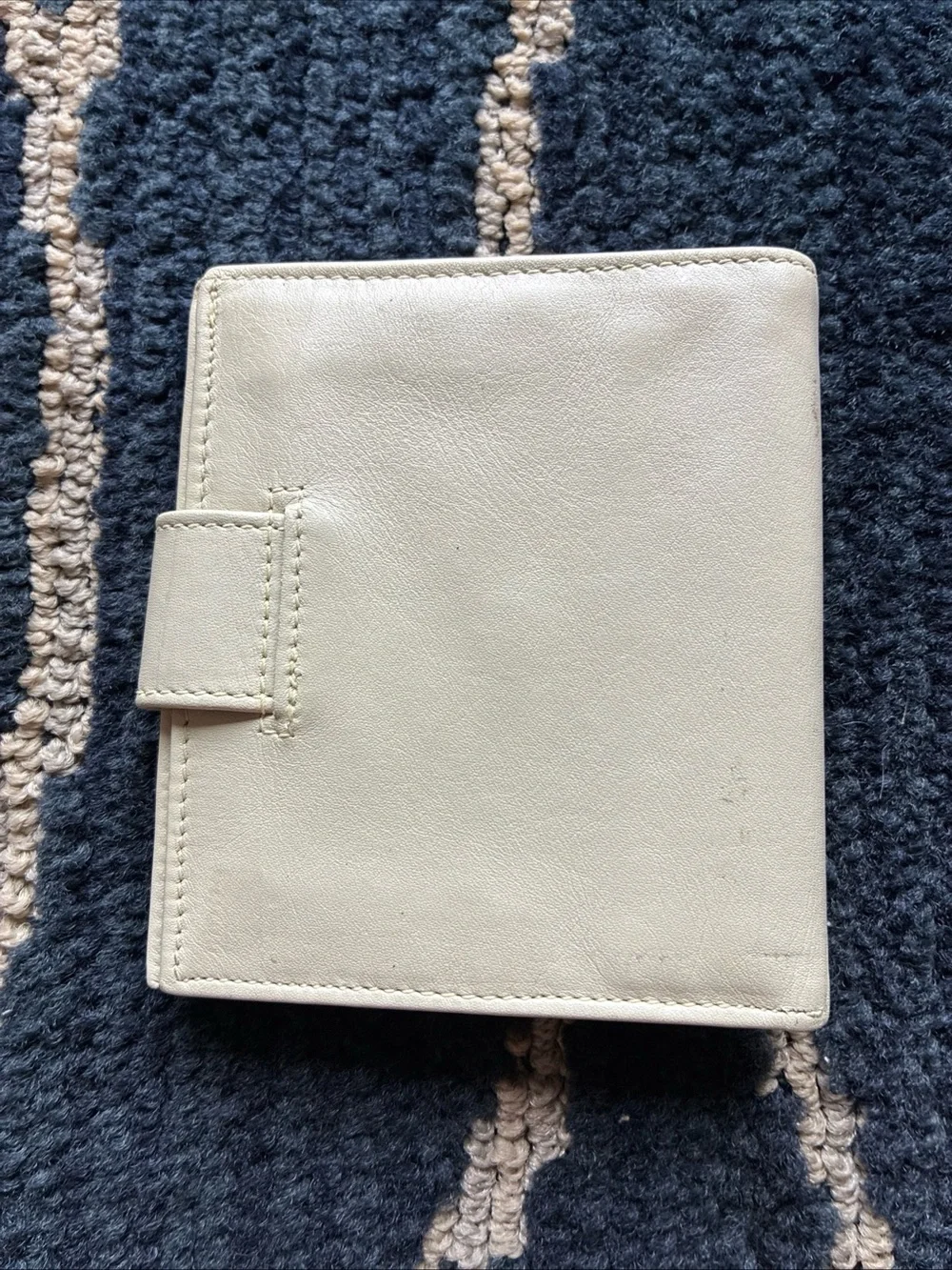 Vintage CHRISTIAN DIOR Off-White Soft Lamb Leather Wallet Bifold Gold Snap